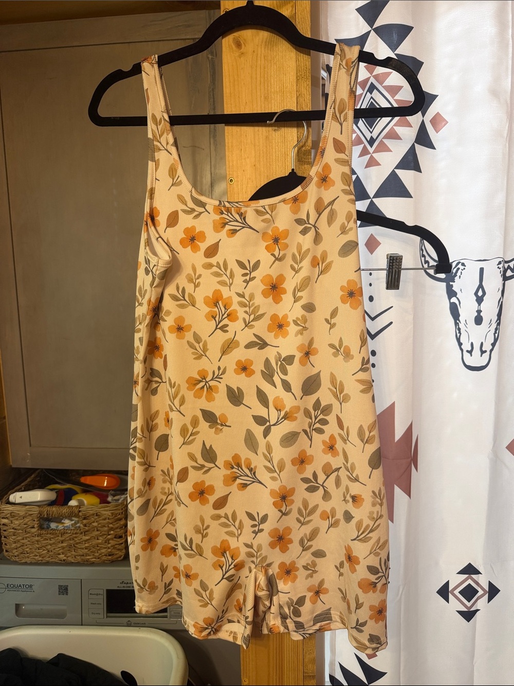 SHEIN Cream Romper with Orange Floral Print